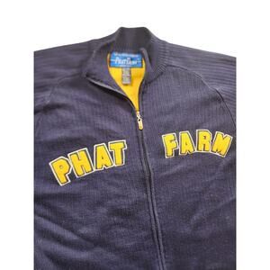 PHAT FARM Vintage Zip Sweater Mens XXXL 3X Y2K Hip Hop Streetwear Varsity Jacket